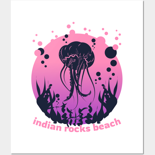 Indian Rock Beach Sunshine in a Beach with a Pink and Purple Underwater Jellyfish Island and River T-shirt Wall Art by AbsurdStore